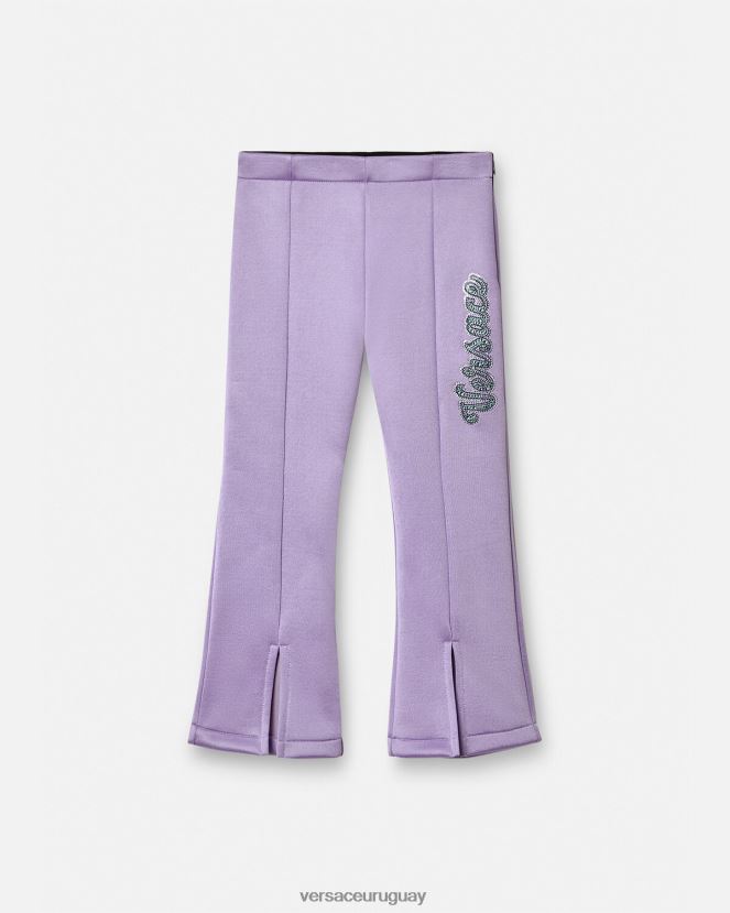 Versace pantalones con logo de cristal niños lila ropa H88R0H2022