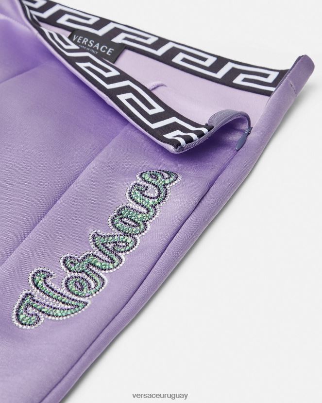 Versace pantalones con logo de cristal niños lila ropa H88R0H2022