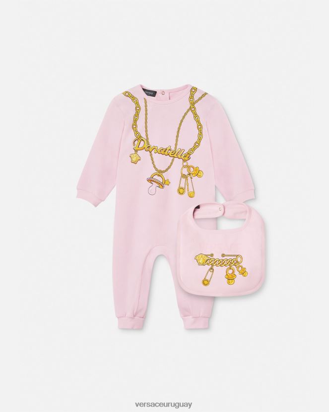 Versace Conjunto de pijama de bebé con cadena Donatella niños rosa ropa H88R0H1830