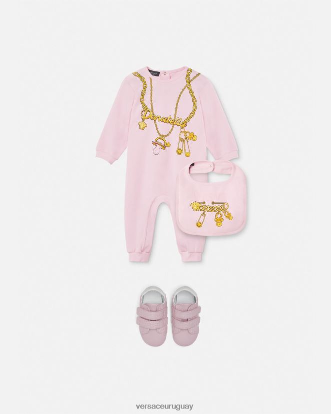 Versace Conjunto de pijama de bebé con cadena Donatella niños rosa ropa H88R0H1830