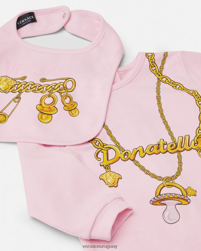 Versace Conjunto de pijama de bebé con cadena Donatella niños rosa ropa H88R0H1830