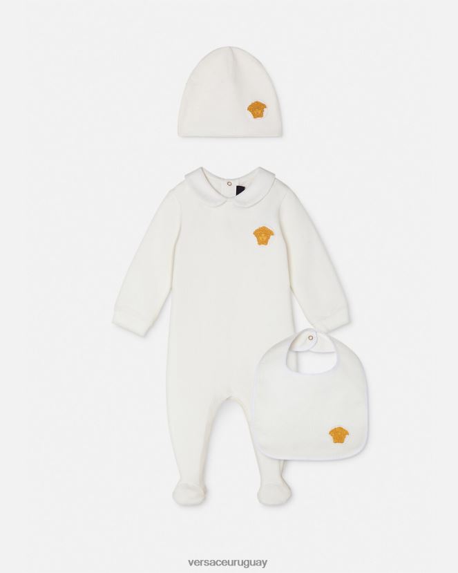 Versace conjunto de pijama de bebé con medusa niños Oro blanco ropa H88R0H1835