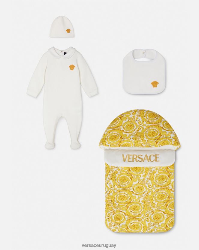 Versace conjunto de pijama de bebé con medusa niños Oro blanco ropa H88R0H1835
