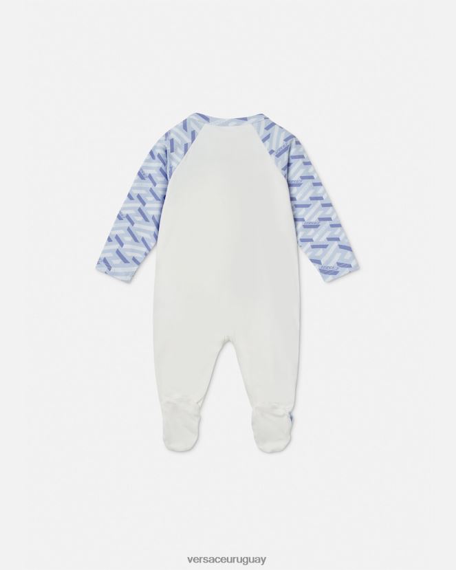 Versace pelele de bebé con medusa la greca niños azul claro y blanco ropa H88R0H1832