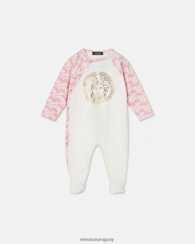 Versace pelele de bebé con medusa la greca niños rosa y blanco ropa H88R0H1831