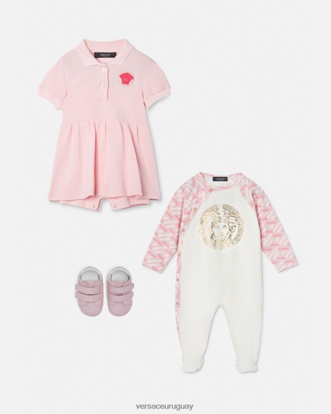 Versace pelele de bebé con medusa la greca niños rosa y blanco ropa H88R0H1831