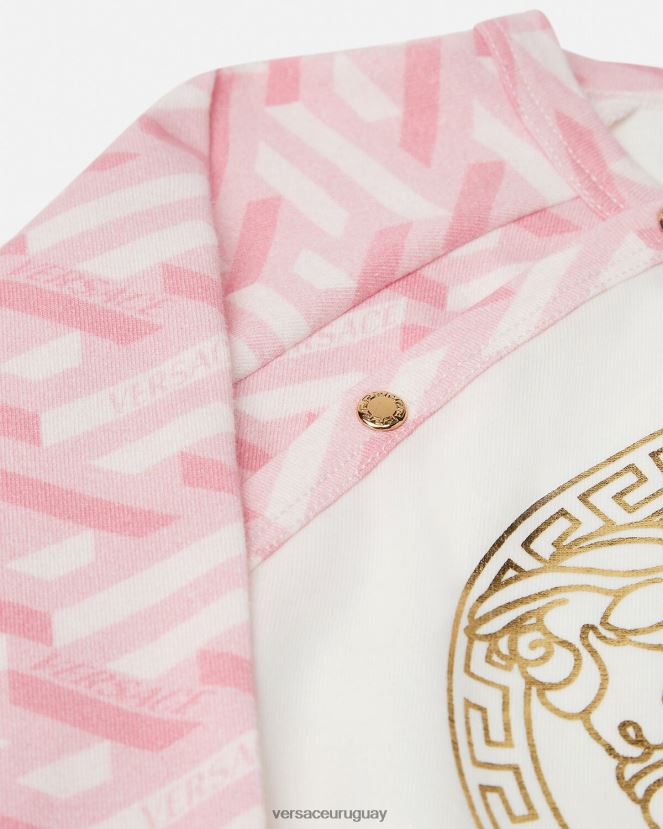 Versace pelele de bebé con medusa la greca niños rosa y blanco ropa H88R0H1831