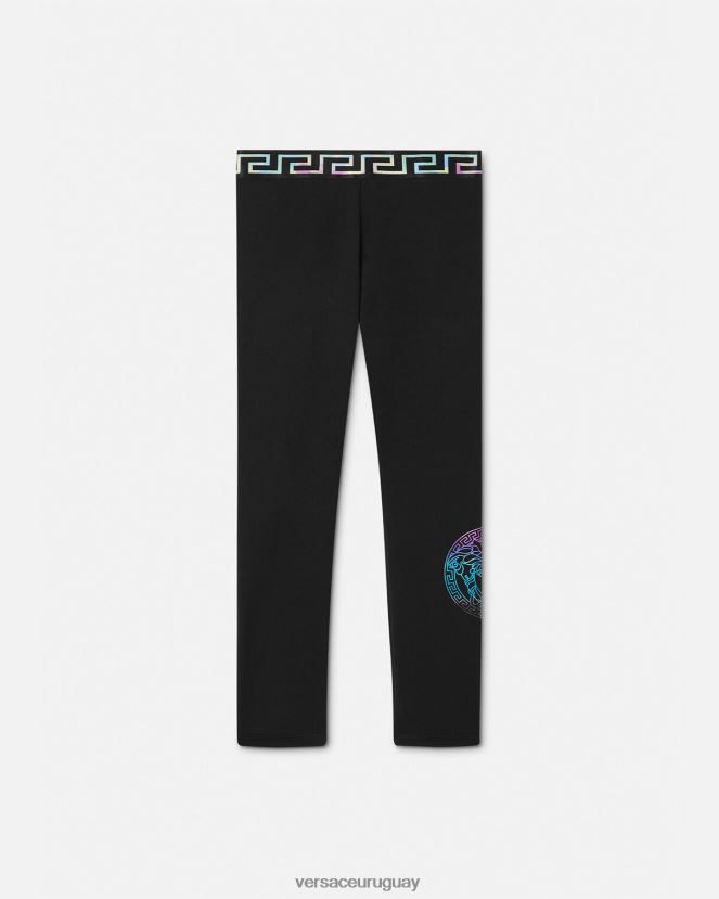 Versace legging con medusa greca niños negro y estampado ropa H88R0H1945