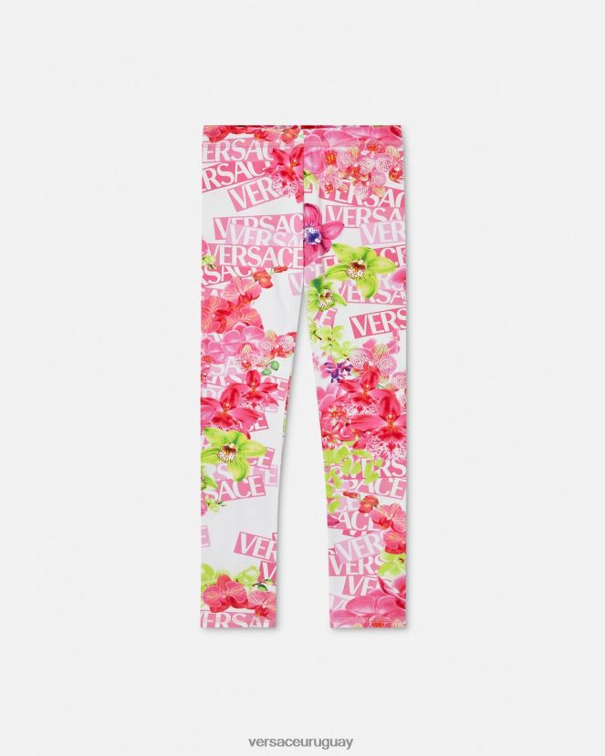 Versace leggins con logo y orquídeas niños blanco y estampado ropa H88R0H1974