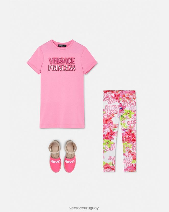 Versace leggins con logo y orquídeas niños blanco y estampado ropa H88R0H1974