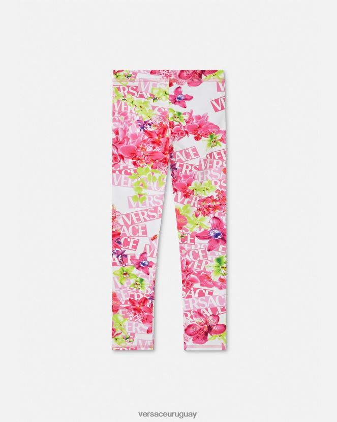 Versace leggins con logo y orquídeas niños blanco y estampado ropa H88R0H1974