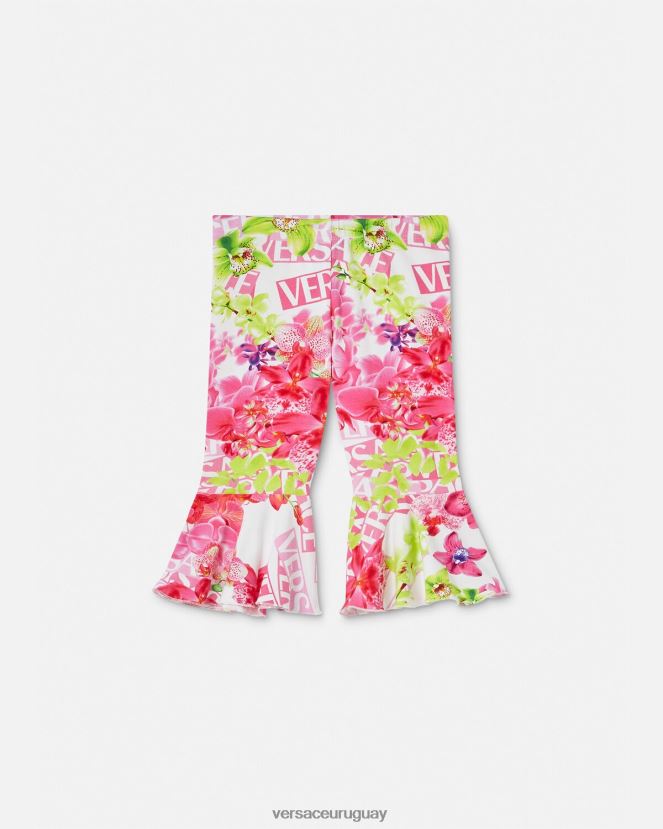 Versace leggins de bebé con logo y orquídeas niños blanco y estampado ropa H88R0H1869