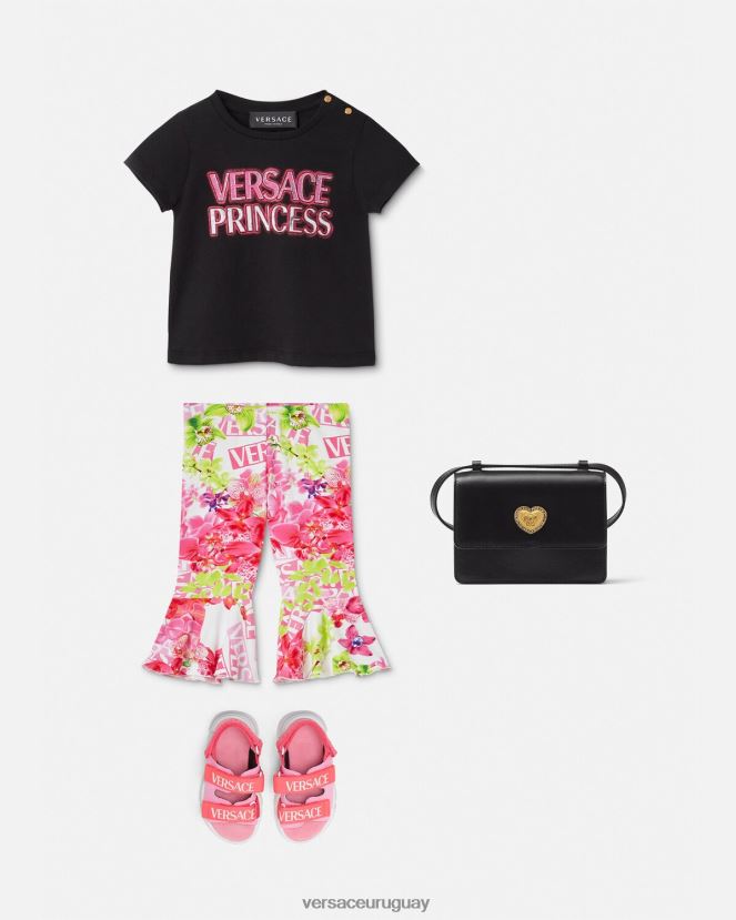 Versace leggins de bebé con logo y orquídeas niños blanco y estampado ropa H88R0H1869