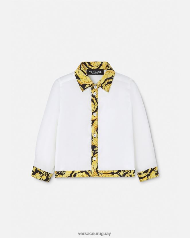 Versace camisa de bebé barroco niños blanco y estampado ropa H88R0H1901