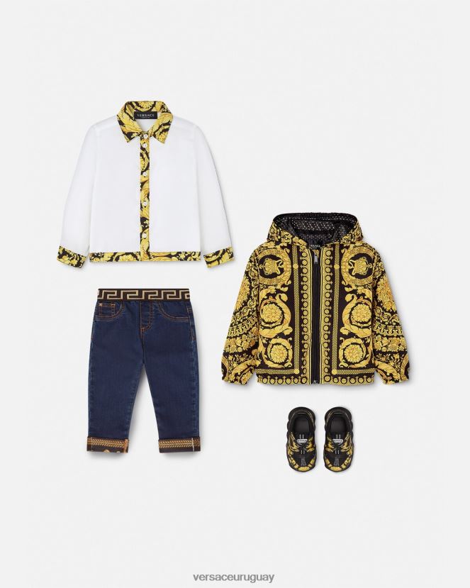 Versace camisa de bebé barroco niños blanco y estampado ropa H88R0H1901