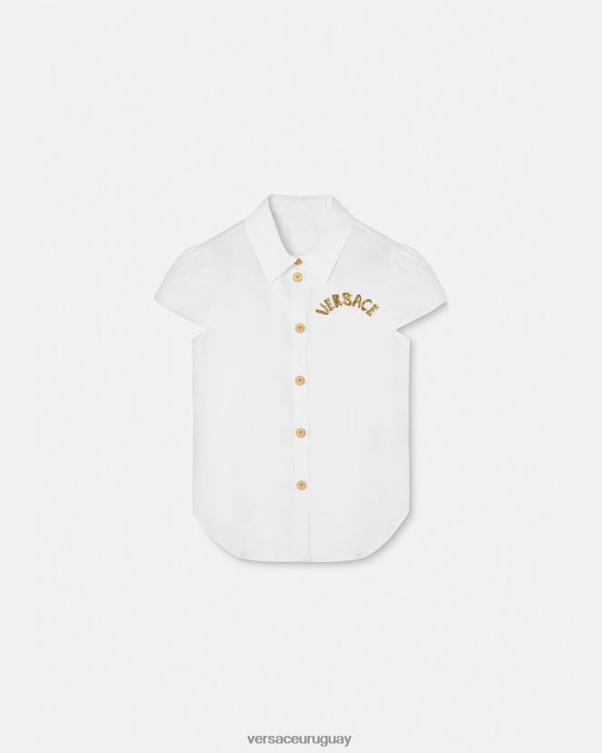 Versace camisa de manga corta con medusa niños Oro blanco ropa H88R0H1936