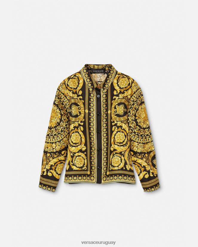 Versace camisa de seda barroca niños imprimir ropa H88R0H1954