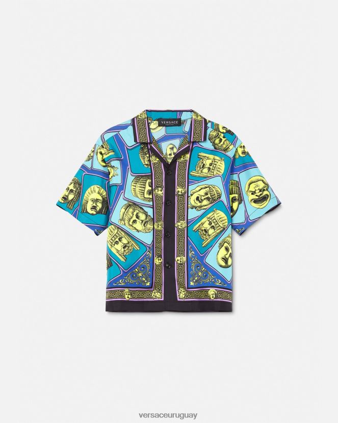 Versace camisa de seda le maschere niños imprimir ropa H88R0H2123