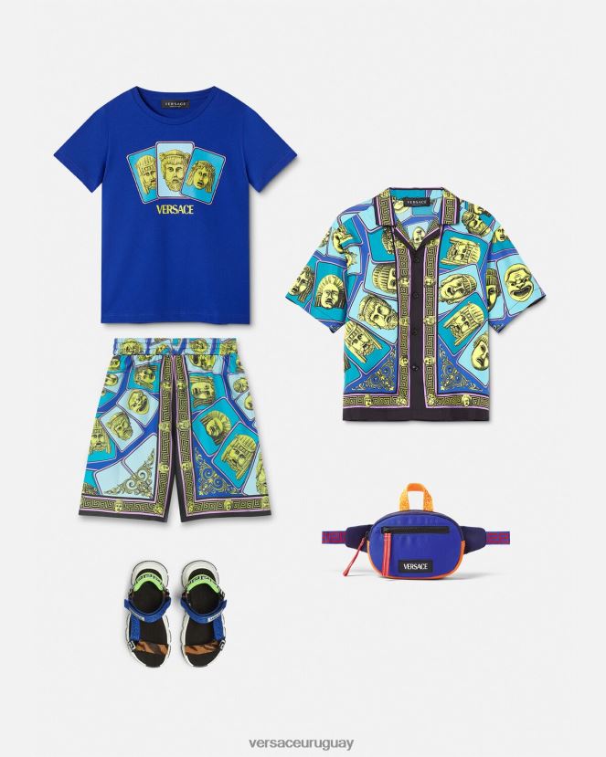 Versace camisa de seda le maschere niños imprimir ropa H88R0H2123