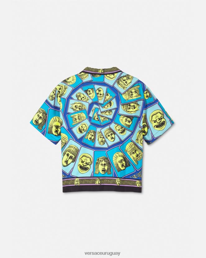 Versace camisa de seda le maschere niños imprimir ropa H88R0H2123