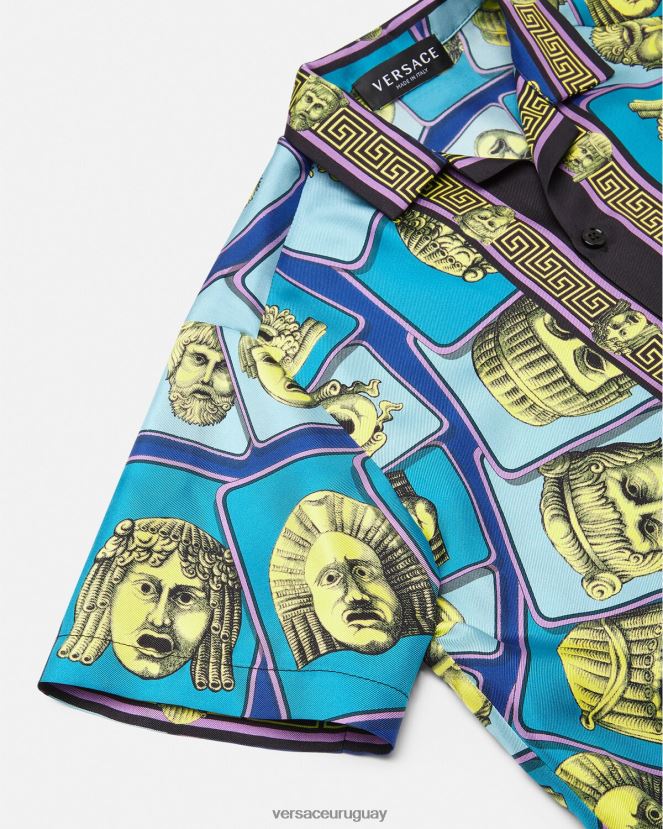 Versace camisa de seda le maschere niños imprimir ropa H88R0H2123