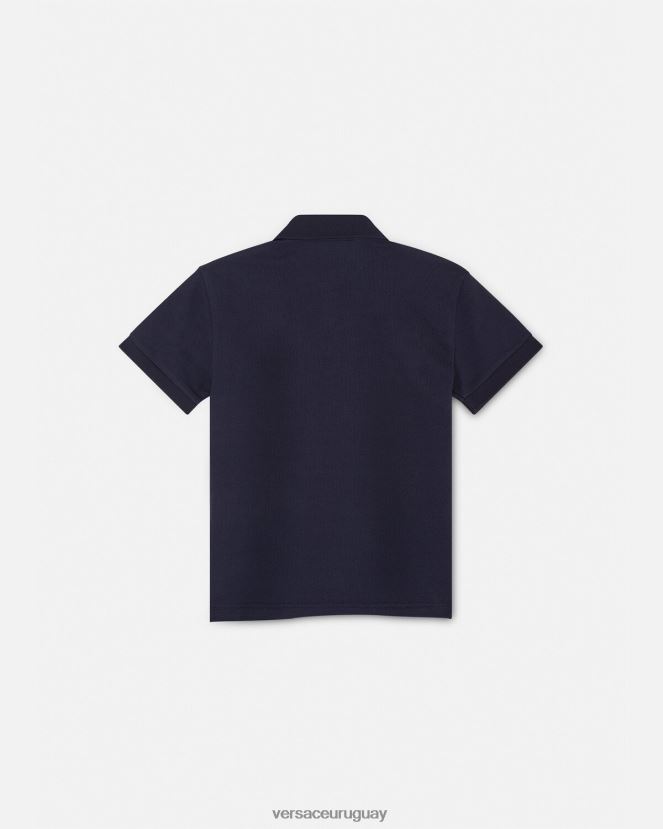 Versace playera tipo polo con bordado de Medusa niños azul negro ropa H88R0H2102