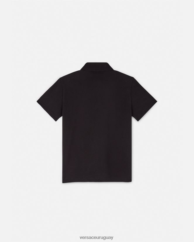Versace playera tipo polo con bordado de Medusa niños negro ropa H88R0H2104