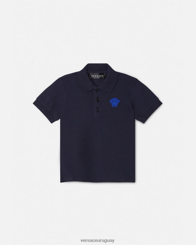 Versace playera tipo polo con bordado de Medusa para bebé niños azul negro ropa H88R0H1891