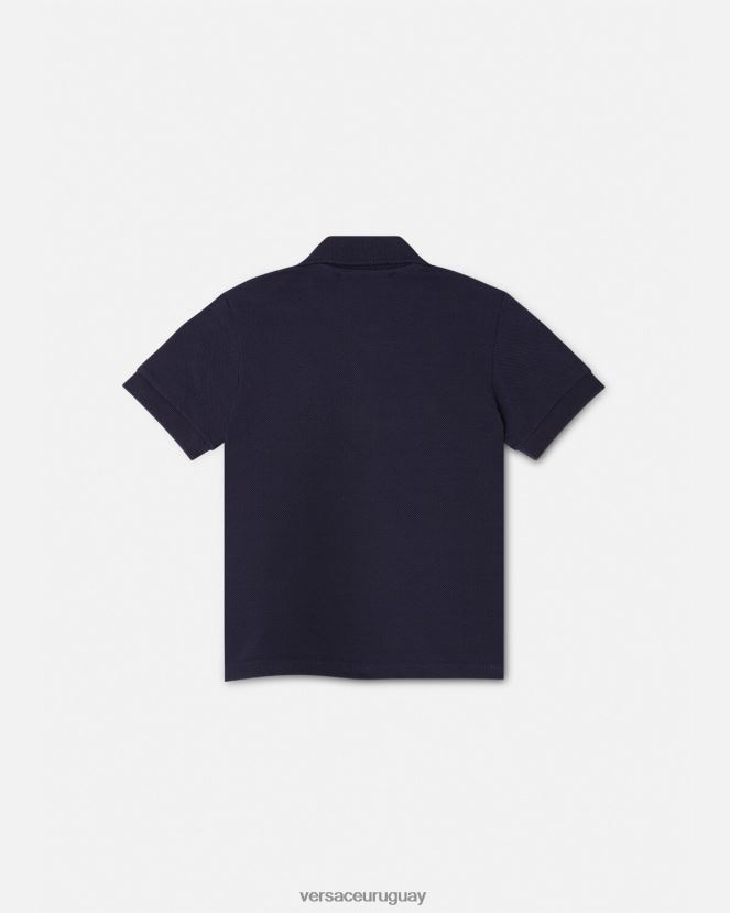 Versace playera tipo polo con bordado de Medusa para bebé niños azul negro ropa H88R0H1891