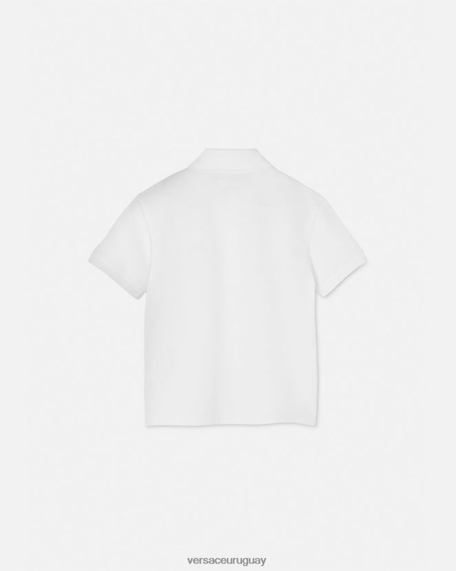 Versace playera tipo polo con logo niños Oro blanco ropa H88R0H2082