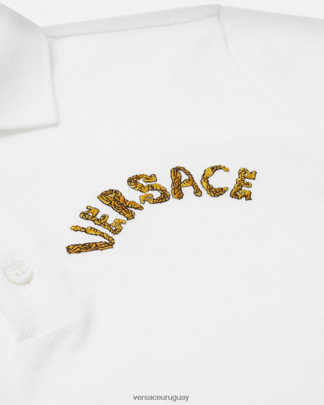 Versace playera tipo polo con logo niños Oro blanco ropa H88R0H2082