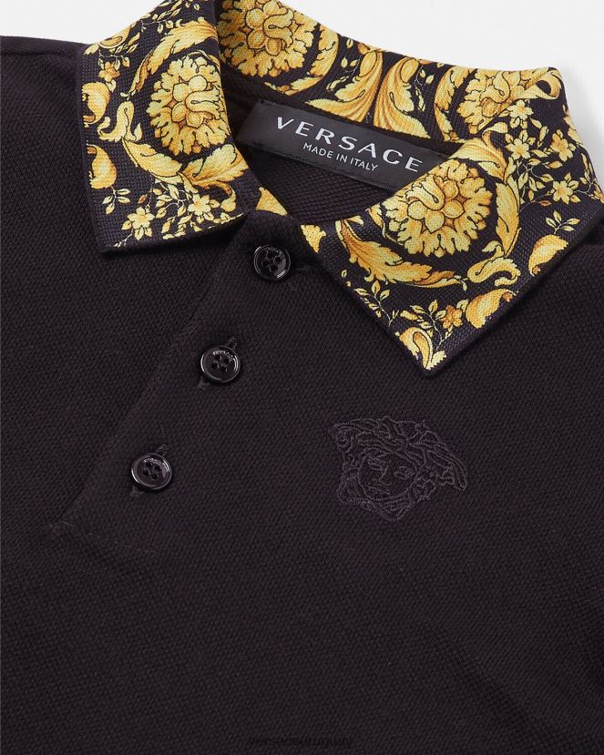 Versace polo de bebé barroco niños negro ropa H88R0H1902