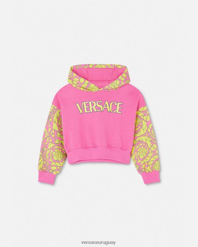 Versace sudadera con capucha con silueta barroca niños rosa ropa H88R0H1930