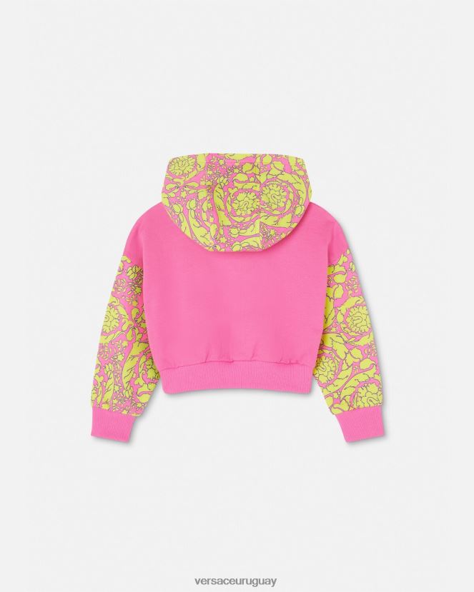 Versace sudadera con capucha con silueta barroca niños rosa ropa H88R0H1930