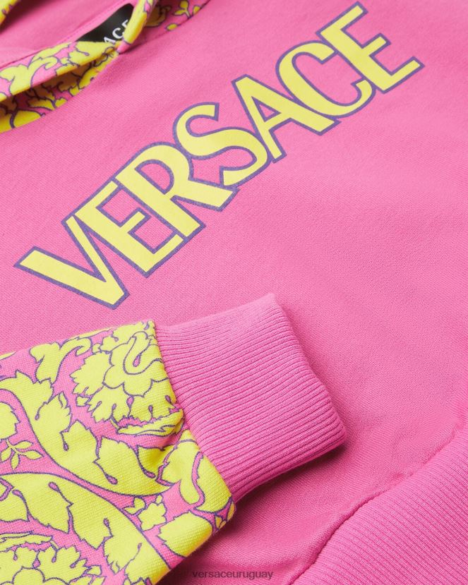 Versace sudadera con capucha con silueta barroca niños rosa ropa H88R0H1930