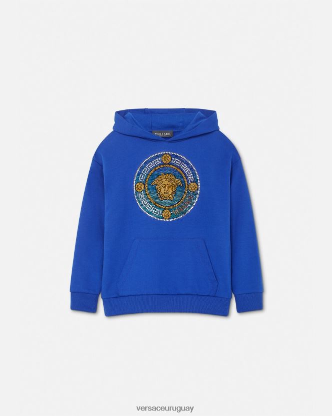 Versace sudadera con capucha de medusa de cristal niños azul real ropa H88R0H2129