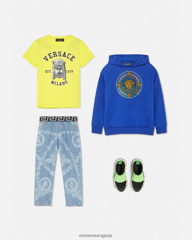 Versace sudadera con capucha de medusa de cristal niños azul real ropa H88R0H2129