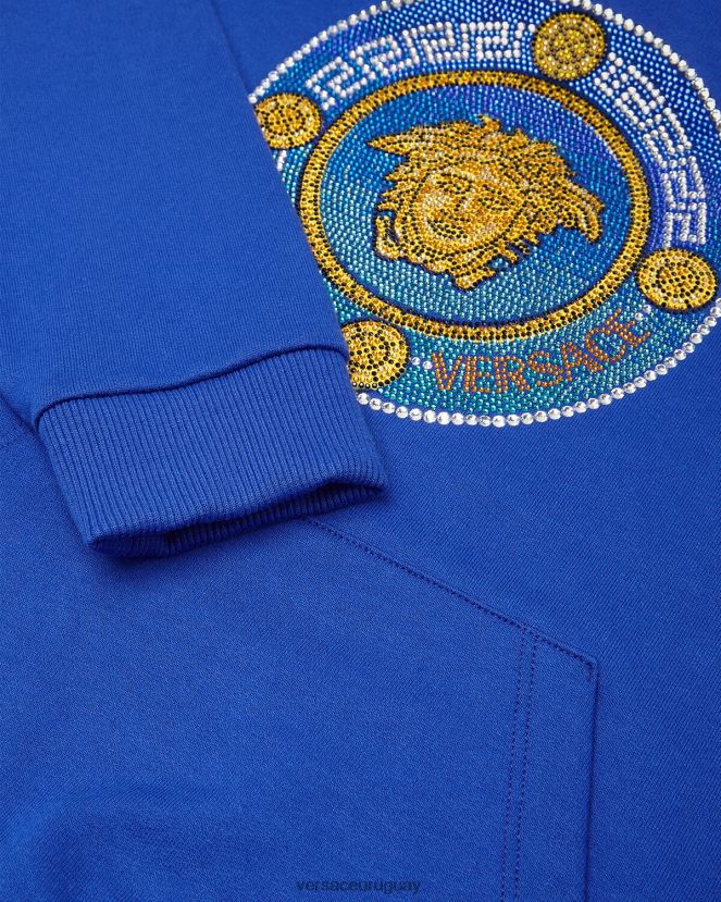 Versace sudadera con capucha de medusa de cristal niños azul real ropa H88R0H2129