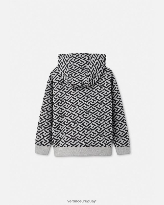Versace sudadera con capucha la greca niños gris y estampado ropa H88R0H2118