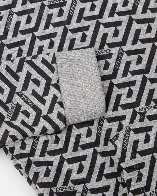 Versace sudadera con capucha la greca niños gris y estampado ropa H88R0H2118