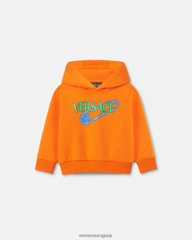 Versace sudadera con capucha para bebé con imperdible niños naranja ropa H88R0H1918