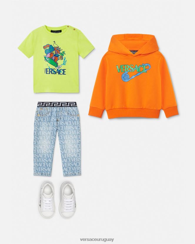 Versace sudadera con capucha para bebé con imperdible niños naranja ropa H88R0H1918