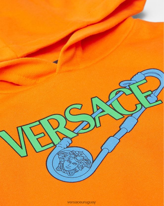 Versace sudadera con capucha para bebé con imperdible niños naranja ropa H88R0H1918