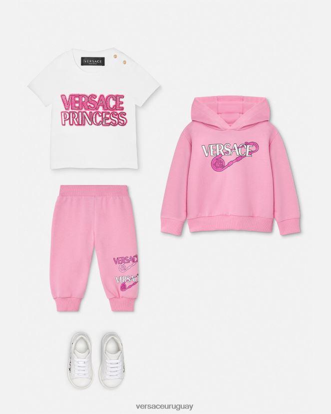 Versace sudadera con capucha para bebé con imperdible niños rosa ropa H88R0H1919