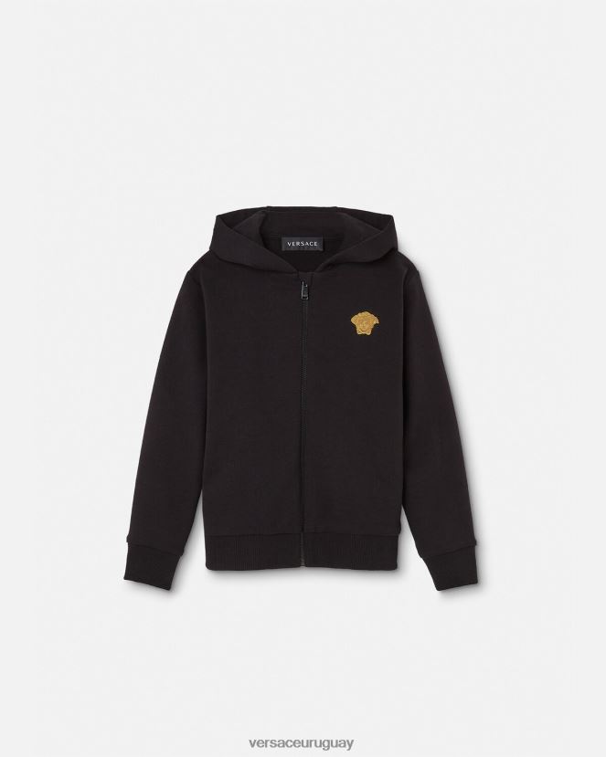 Versace sudadera con capucha y cremallera con medusa niños negro ropa H88R0H1965