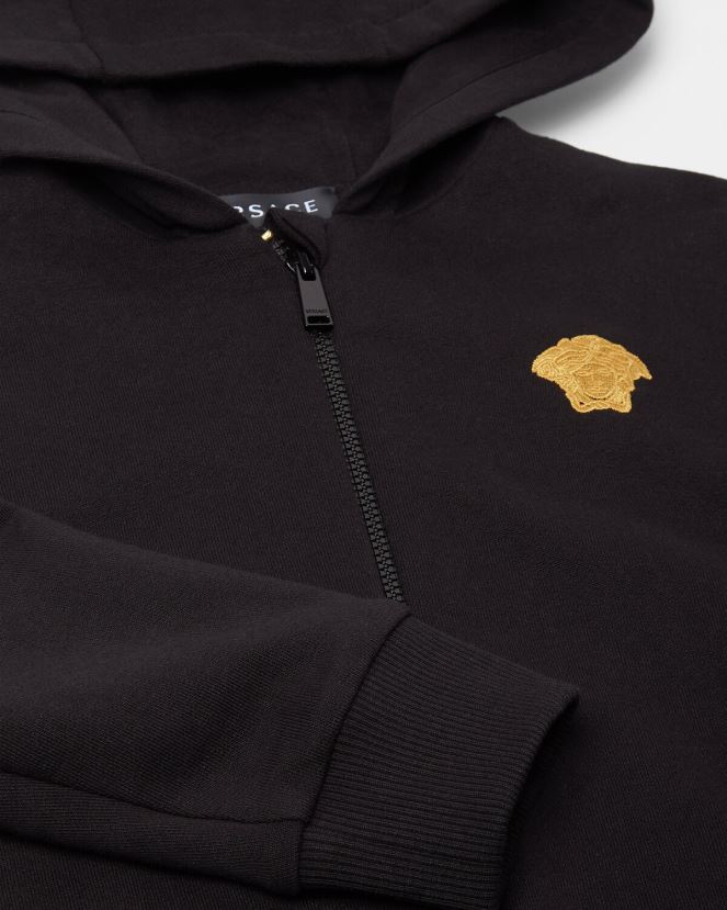Versace sudadera con capucha y cremallera con medusa niños negro ropa H88R0H1965