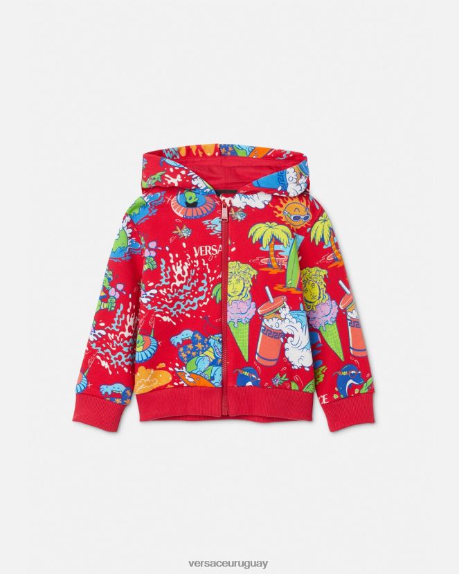 Versace sudadera con capucha y cremallera para bebé medusa sunnies niños rojo ropa H88R0H1927