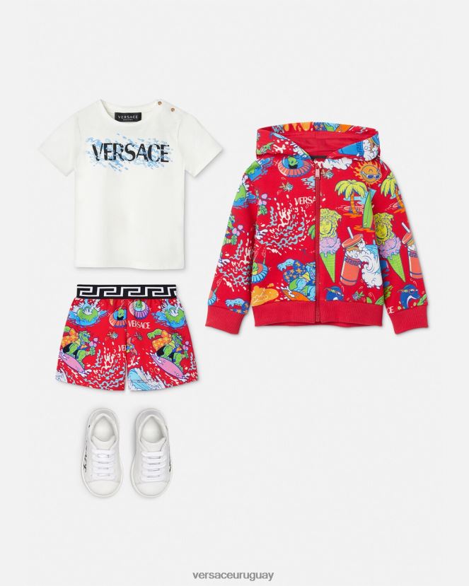 Versace sudadera con capucha y cremallera para bebé medusa sunnies niños rojo ropa H88R0H1927