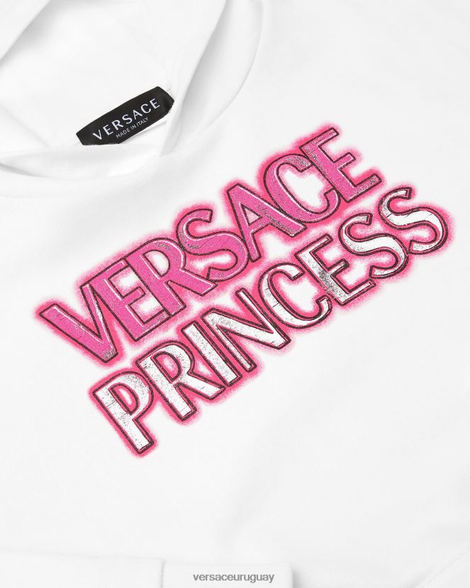 Versace sudadera con capucha y logo \"princesa\" niños blanco ropa H88R0H1973