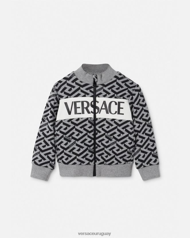 Versace sudadera con cremallera para bebé la greca niños gris y estampado ropa H88R0H1909